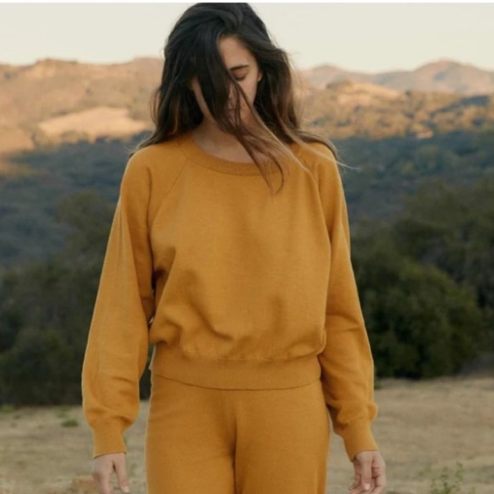 Christy Dawn Sonny Cotton Crewneck in Mustard Yellow, Size XS
